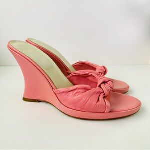 Aqua Vintage Barbiecore Pink Wedge Mules Italian Leather size 41